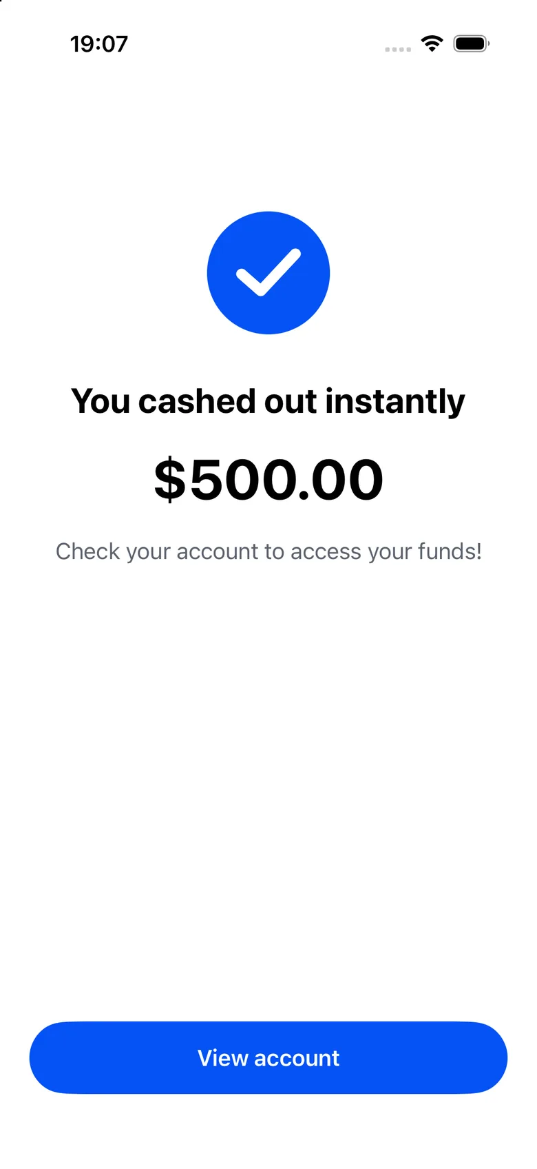 Coinbase V2 entertainment-build preview 1: The captured screen displays a blue confirmation icon.